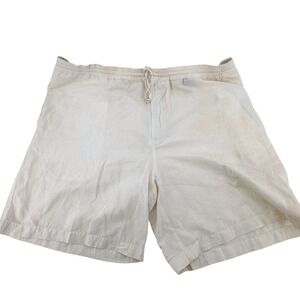 Nat Nast Shorts Mens‎ XL White Solid Relaxed Fit Linen Cotton Silk Blend Modern